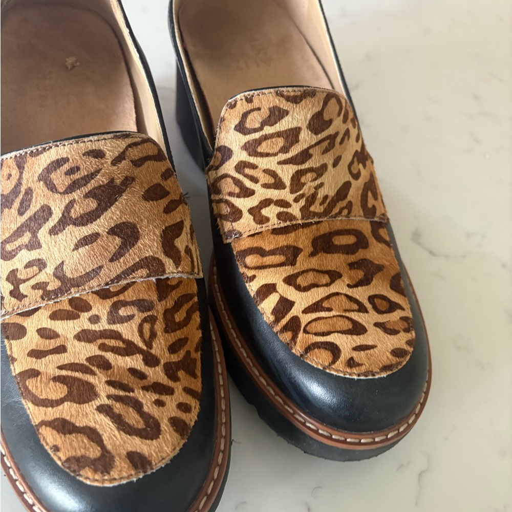 Naturalizer Leopard Patterned Loafers with Black Accents.